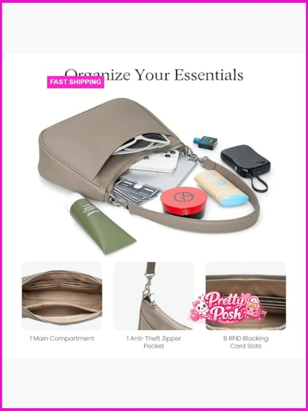 Genuine Leather Crossbody Bag Anti Theft Hobo Purse RFID Blocking